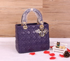 Lady Dior Bag Sheepskin Bag D1655 DarkPurple with Gold