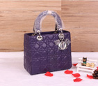 Lady Dior Bag Sheepskin Bag D1655 DarkPurple with Silve