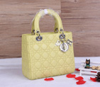 Lady Dior Bag Sheepskin Bag D1655 Lemon with Silver