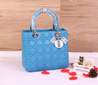 Lady Dior Bag Sheepskin Bag D1655 LightBlue with Silver