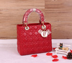 Lady Dior Bag Sheepskin Bag D1655 Red with Gold