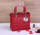 Lady Dior Bag Sheepskin Bag D1655 Red with Silver