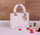 Lady Dior Bag Sheepskin Bag D1655 White with Gold