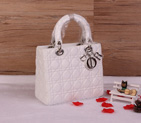 Lady Dior Bag Sheepskin Bag D1655 White with Silver
