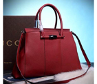 Lady bamboo leather and python top handle bag 370815 Red