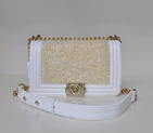 Newest Boy Chanel Flap Shoulder Bag Pearl A67086 White A67086
