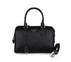 PRADA Saffiano Leather 30cm Two Handle Bag 1845 in Black