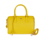 PRADA Saffiano Leather 30cm Two Handle Bag 1845 in Lemon yellow