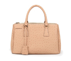 Prada Ostrich Leather Tote Bag 1801 in Bare Pink