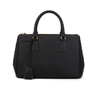 Prada Ostrich Leather Tote Bag 1801 in Black