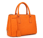 Prada Ostrich Leather Tote Bag 1801 in Orange