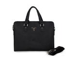Prada Saffiano Calf Leather Briefcase 95512 in Black
