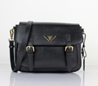 Prada Saffiano Calf Leather Flap Bag BT0904 in Black