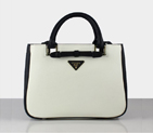 Prada Saffiano Calf Leather Tote Bag 2246 in Black with white