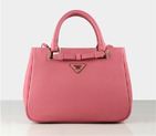 Prada Saffiano Calf Leather Tote Bag 2246 in Cherry pink