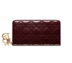 Rouge Fonce glossy leather Tutti Dior Voyageur wallet