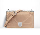 Small Diorama flap bag in beige iridescent nubuck calfskin