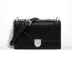 Small Diorama flap bag in black iridescent nubuck calfskin