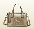 Soho metallic leather top handle bag