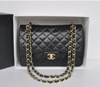 Top Quality Chanel Jumbo Double Flaps Bag Black Original Lambskin Leather A36097 Gold A36097