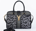 Yves Saint Laurent Small Cabas Chyc Bag 8220 Gray with leopard