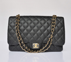 chanel A47600 Caviar Leather Jumbo Flap Bag in Black with Gold A47600