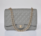 chanel A47600 Caviar Leather Jumbo Flap Bag in Gray with Gold A47600