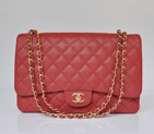 chanel A47600 Caviar Leather Jumbo Flap Bag in Red with Gold A47600