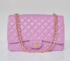chanel A47600 Lambskin Leather Jumbo Flap Bag in Pink with Gold A47600