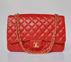 chanel A47600 Lambskin Leather Jumbo Flap Bag in Red with Gold A47600