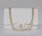 chanel A47600 Lambskin Leather Jumbo Flap Bag in White with Gold A47600
