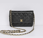 Chanel A33814 Black Grain Leather Flap Bag Gold A33814
