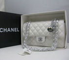 Chanel Caviar leather White Flap bag with Silver chain A1122WS