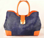 Fendi 2jours Horsehair Tote Bag F2546 Blue