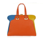 Fendi Large Chameleon Calfskin Top Zip Tote Bag F8812 Orange&Yellow&Blue