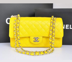 Chanel A1112 Flap Bag Original Caviar Leather Yellow A1112