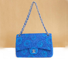 Chanel Rose Flap Bag 3706 Blue Silver 3706