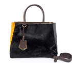 Fendi '2Jours' Horsehair Calfskin Leather mixed color shoulder and tote bag