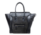 Celine Luggage Mini Boston Bag Lambswool Original Leather Black