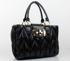 miu miu Tote Bag Lambskin Leather 88011 Black 88011