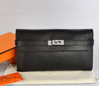 Hermes Kelly Wallet clemence leather in Black