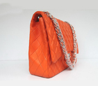 Chanel Flap Bag Quilted Orange Lambskin with Silver Chain 1116 1116