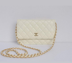 Chanel Flap Bag Lambskin Leather A33814 White Golden A33814