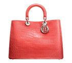 Matt light coral crocodile 'Diorissimo' bag