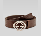 belt with square interlocking G buckle