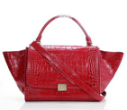 Celine Trapeze Bags Croco Leather 3042 Red