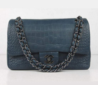Chanel Fall Winter 2012 Croc Veins Leather Flap Bag A01112 Blue A01112
