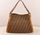 Fendi Classic FF Fabric Shoulder Bag F2507 Brown
