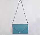 Hermes Liddy Bag clemence leather in Medium Blue with Silver hardware