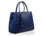 Fendi 2Jours Original Leather Tote Bag F2552M Blue
